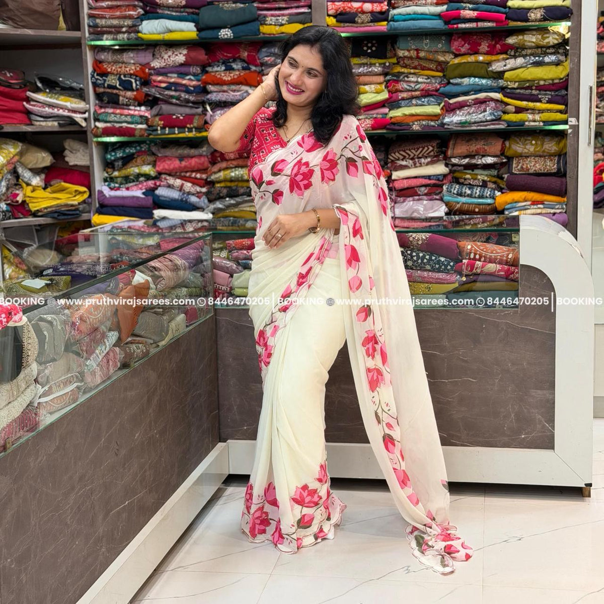 Lotus Boarder Saree