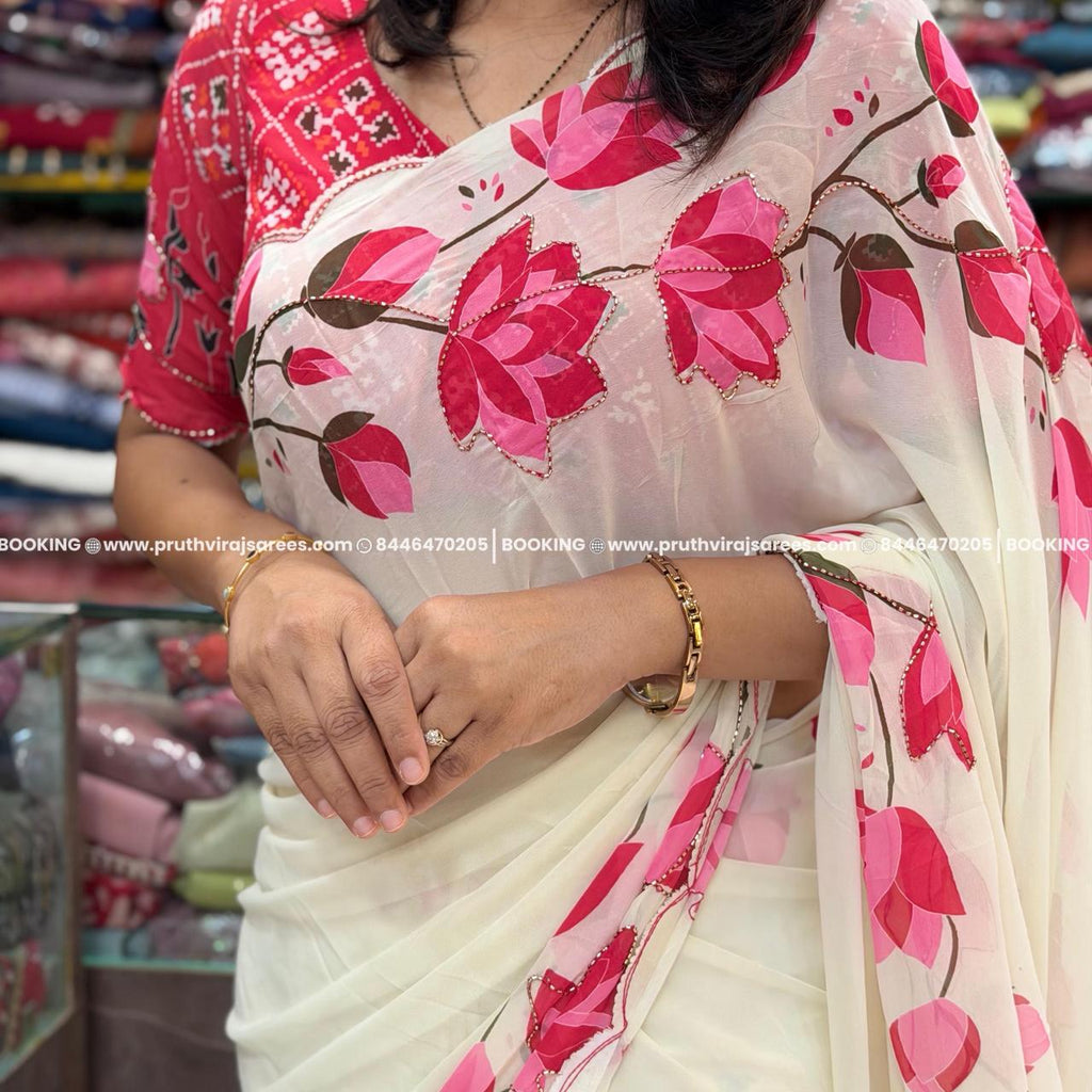 Lotus Boarder Saree