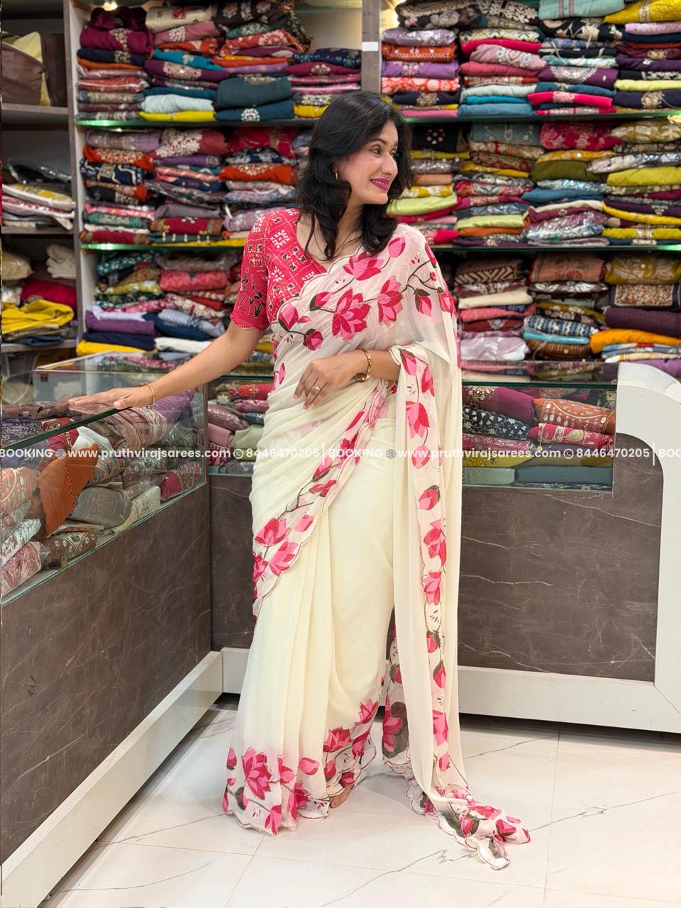 Lotus Boarder Saree