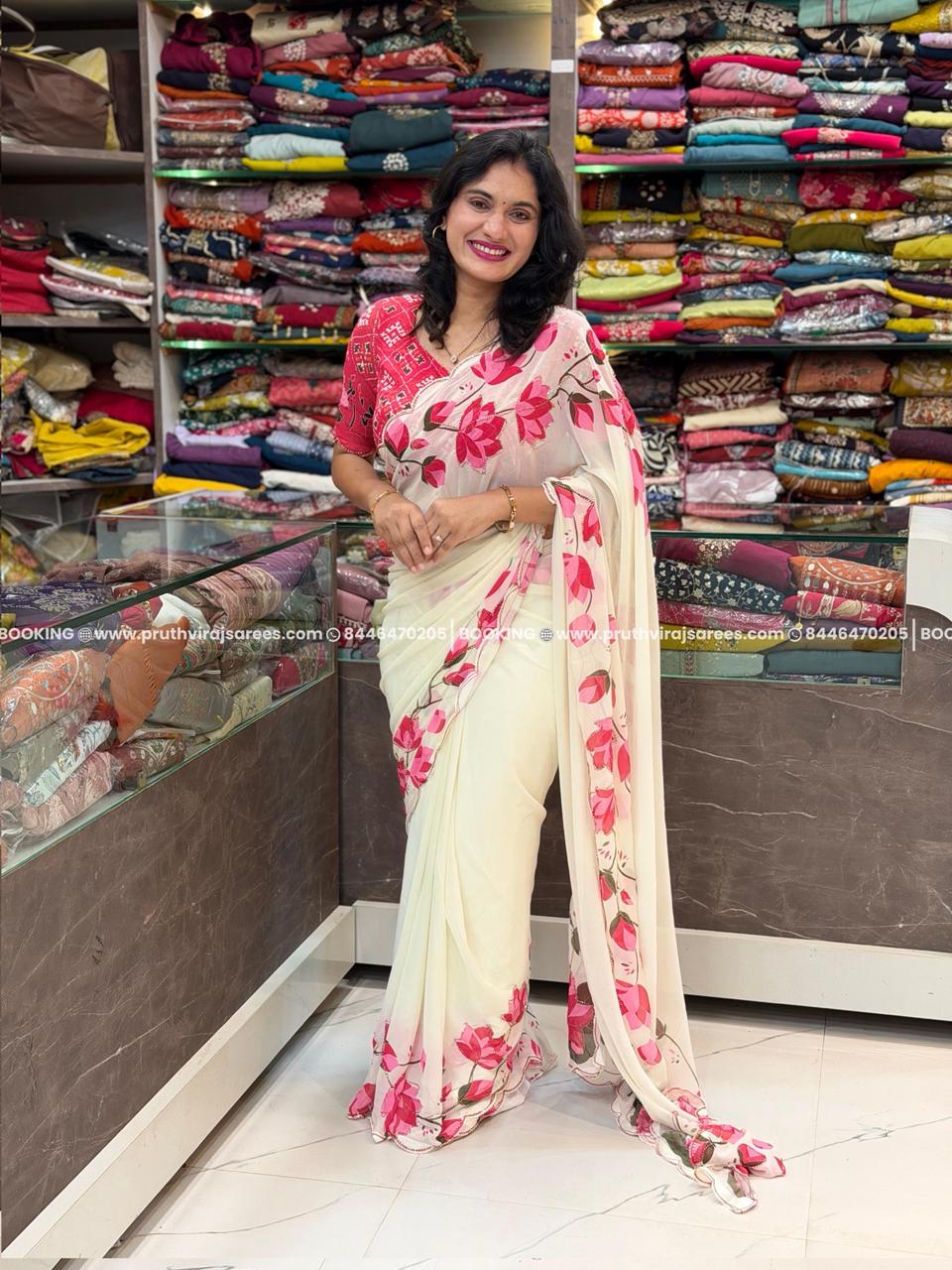 Lotus Boarder Saree