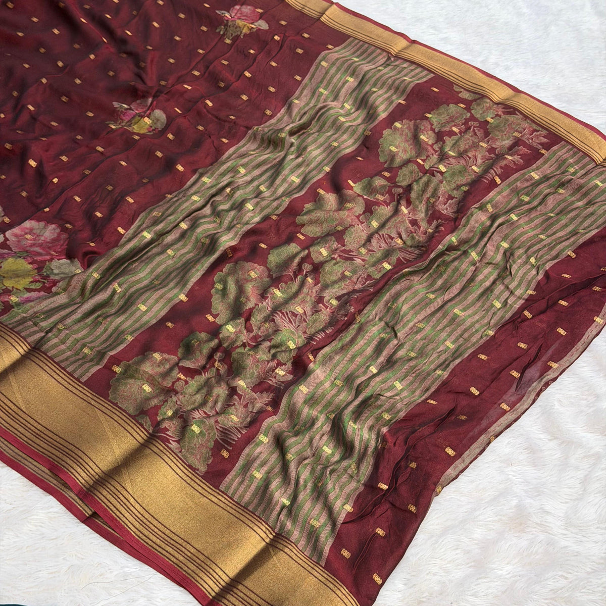 3D Print Saree -  Dark Marron