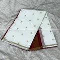 Flower Maheshwari Saree - White With Pink
