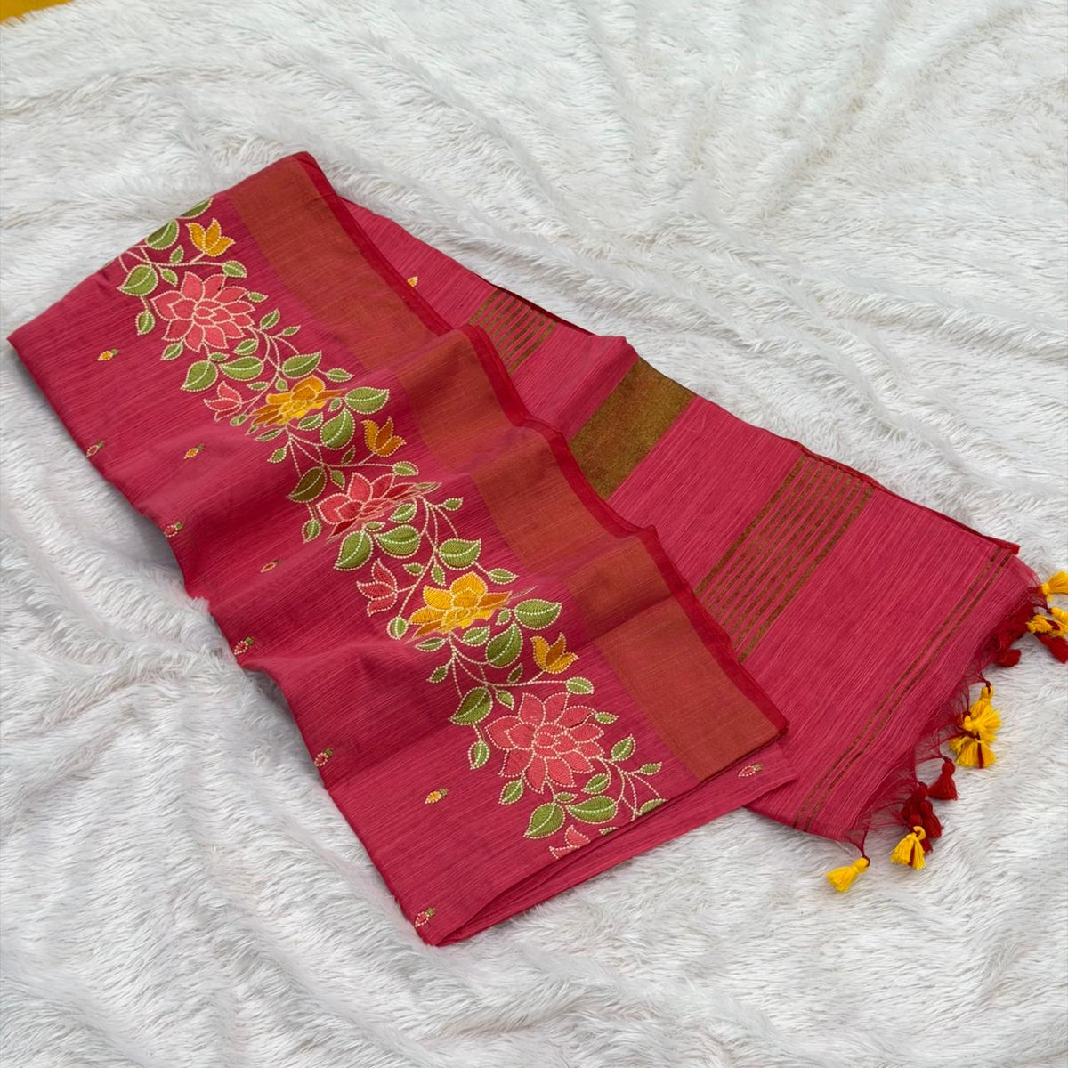 Best Kolkata Cotton Saree –  Rust