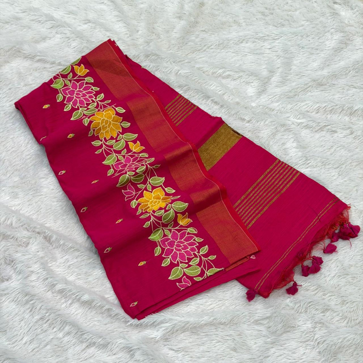 Best Kolkata Cotton Saree –  Pink