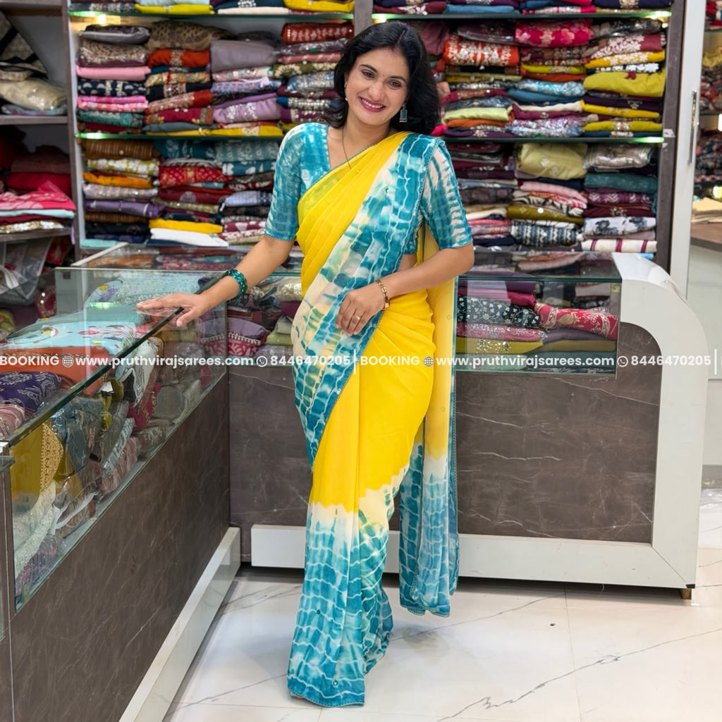 Georgette Shibori Print Saree