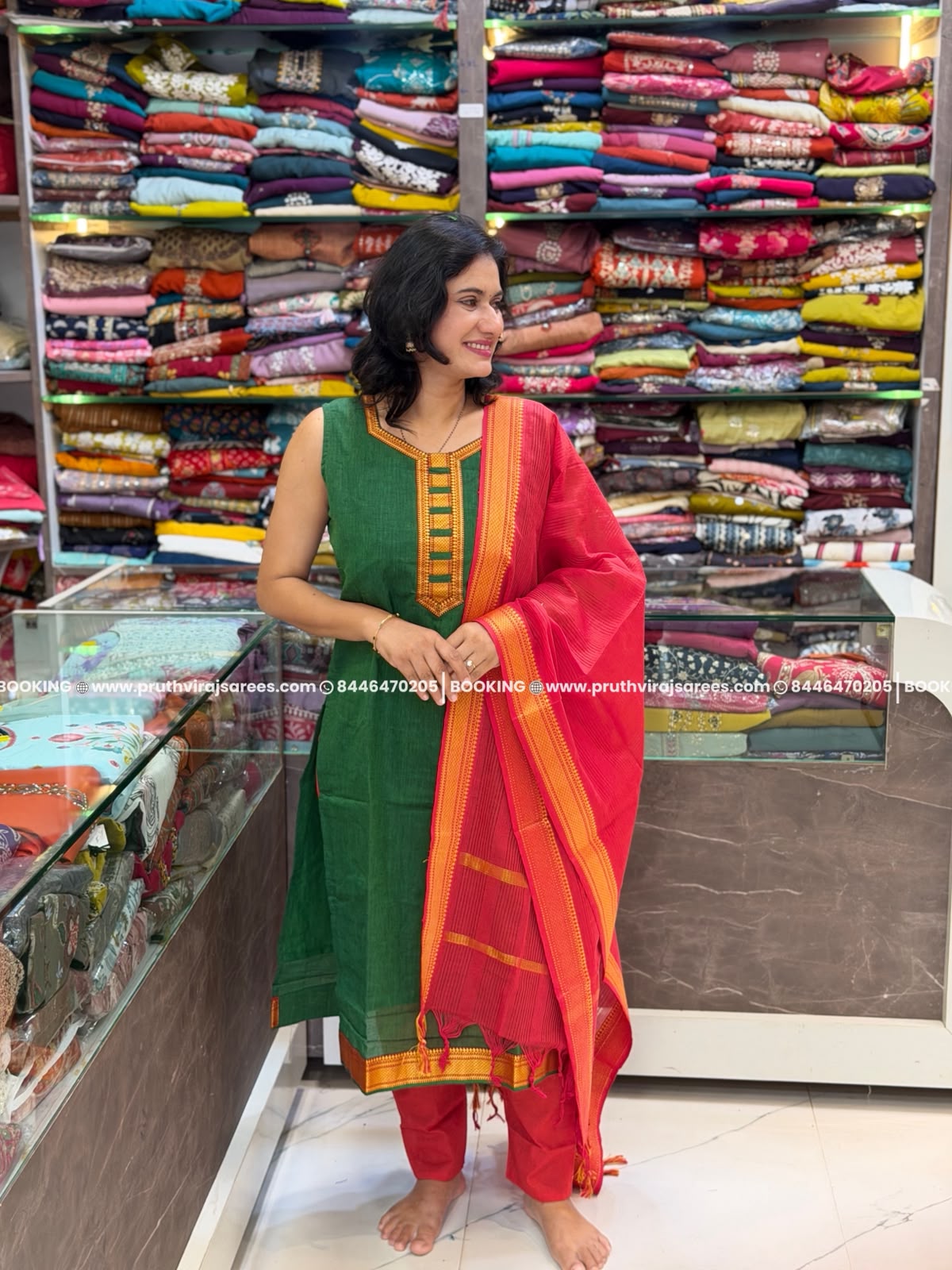 Cotton Masarai South Indian Saree - Green