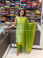 Radha Irkal Dress Set - Parrot Green