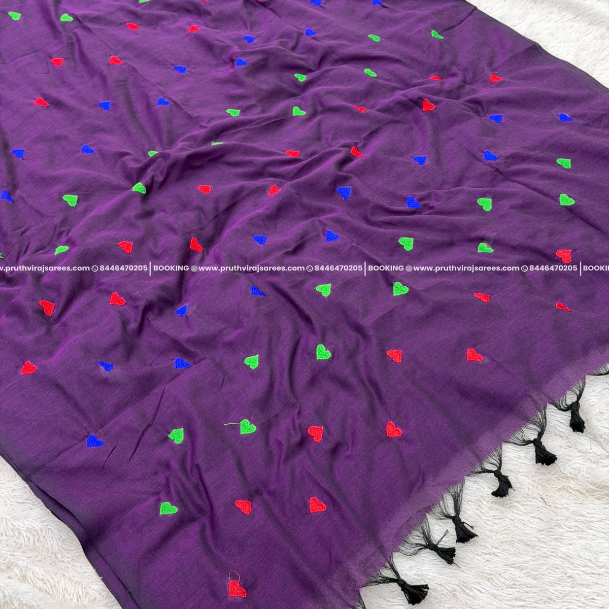 Mal Cotton Hard Design Saree- Voilet