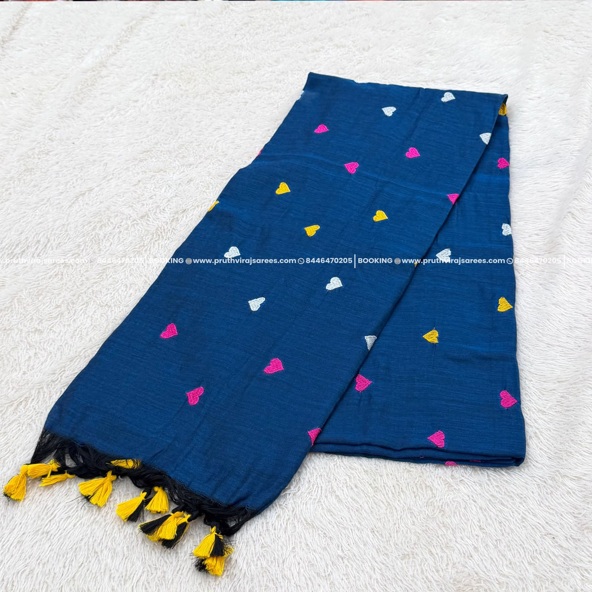 Mal Cotton Hard Design Saree- Peacock Blue
