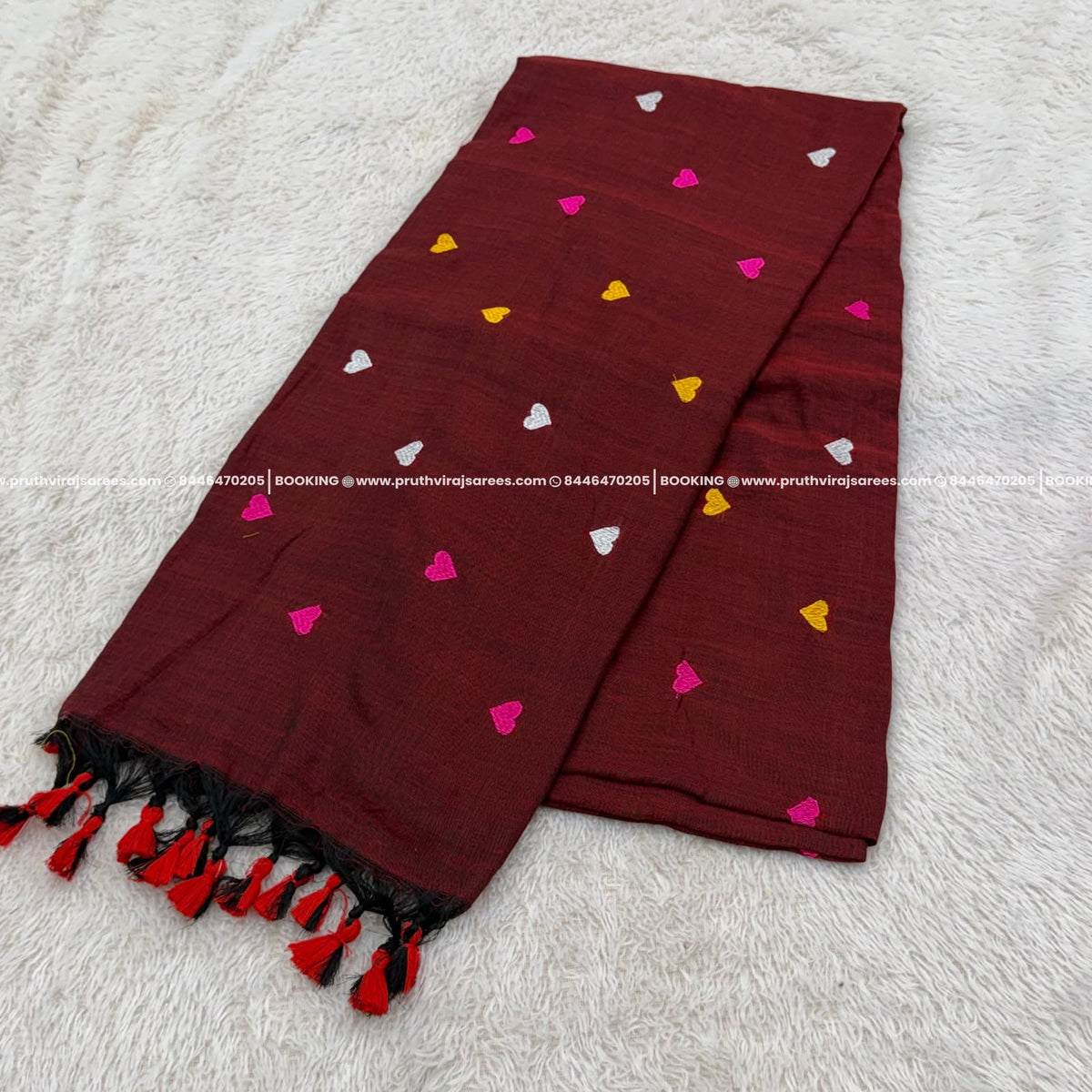 Mal Cotton Hard Design Saree-  Marron