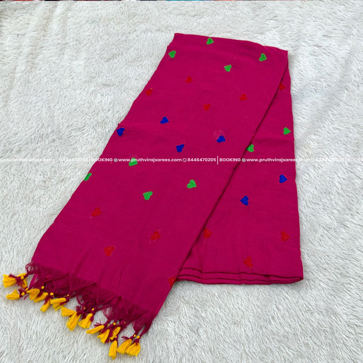 Mal Cotton Hard Design Saree- Pink