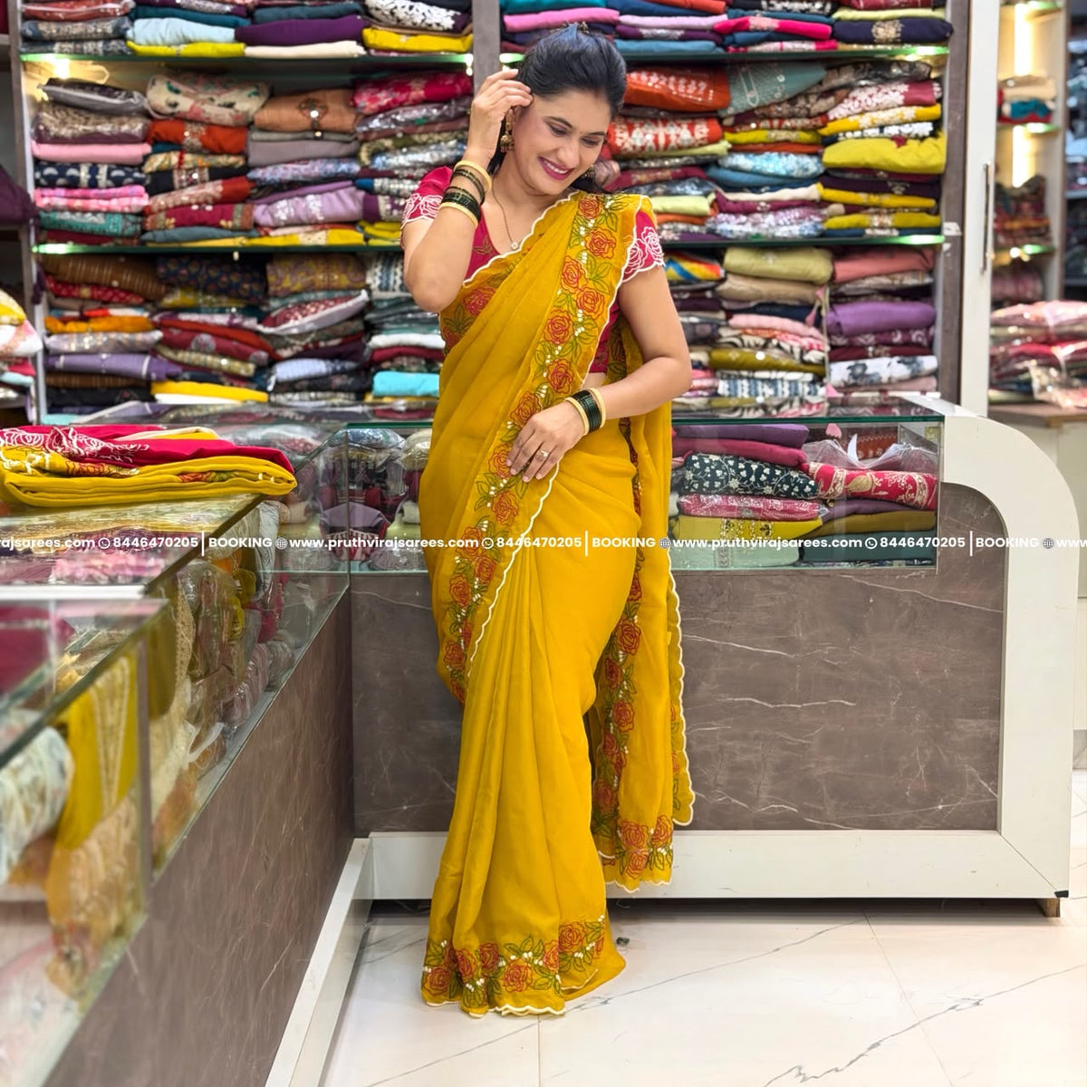 Mustered Yellow Saree - Mustered Yellow