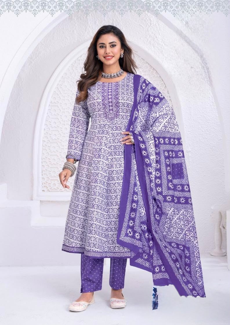 Point 8 Cotton Umbrella 3-Piece Dress Set - Purple
