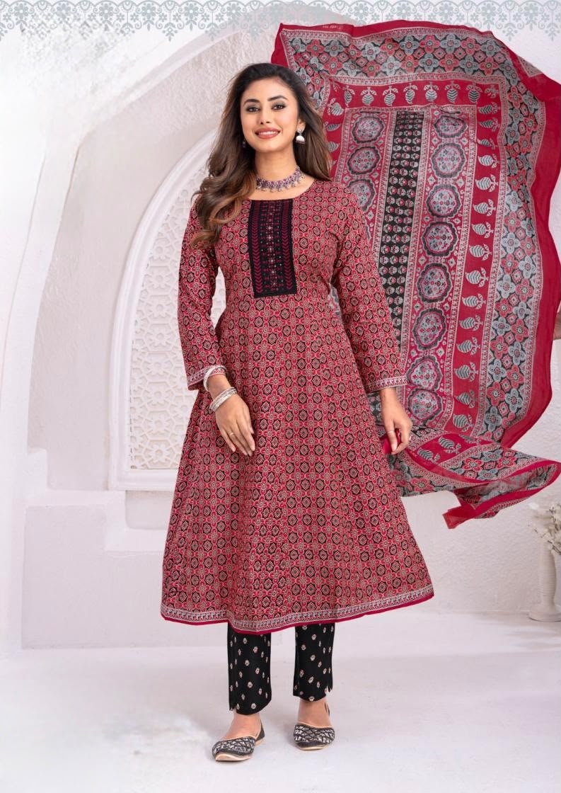 Point 8 Cotton Umbrella 3-Piece Dress Set - Marron With Black