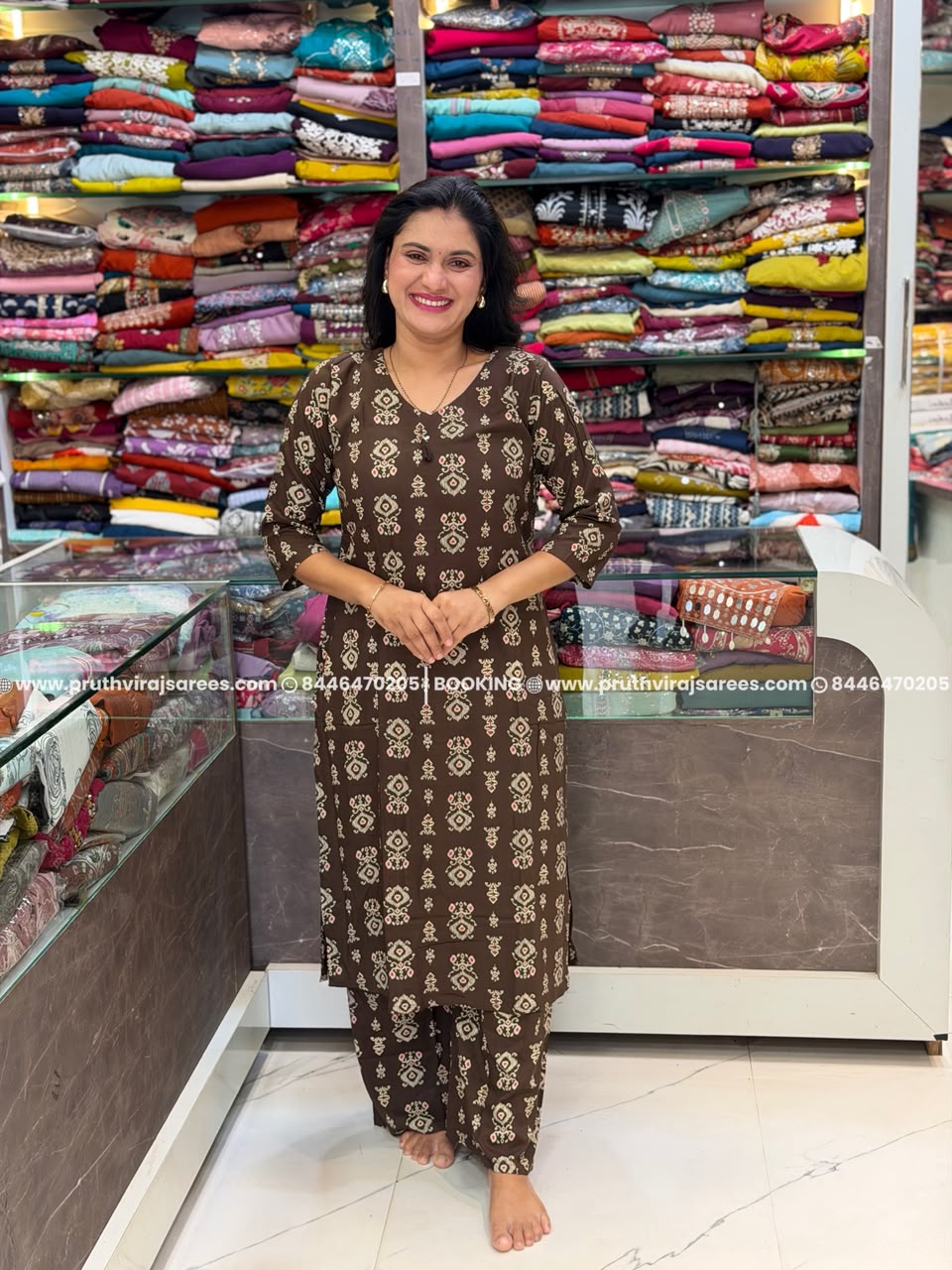 Rayon Khaddi Print Cord Set –  Coffee