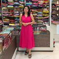 Classic V-Neck Midi Dress – Pink