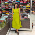 Classic V-Neck Midi Dress – Parrot Green