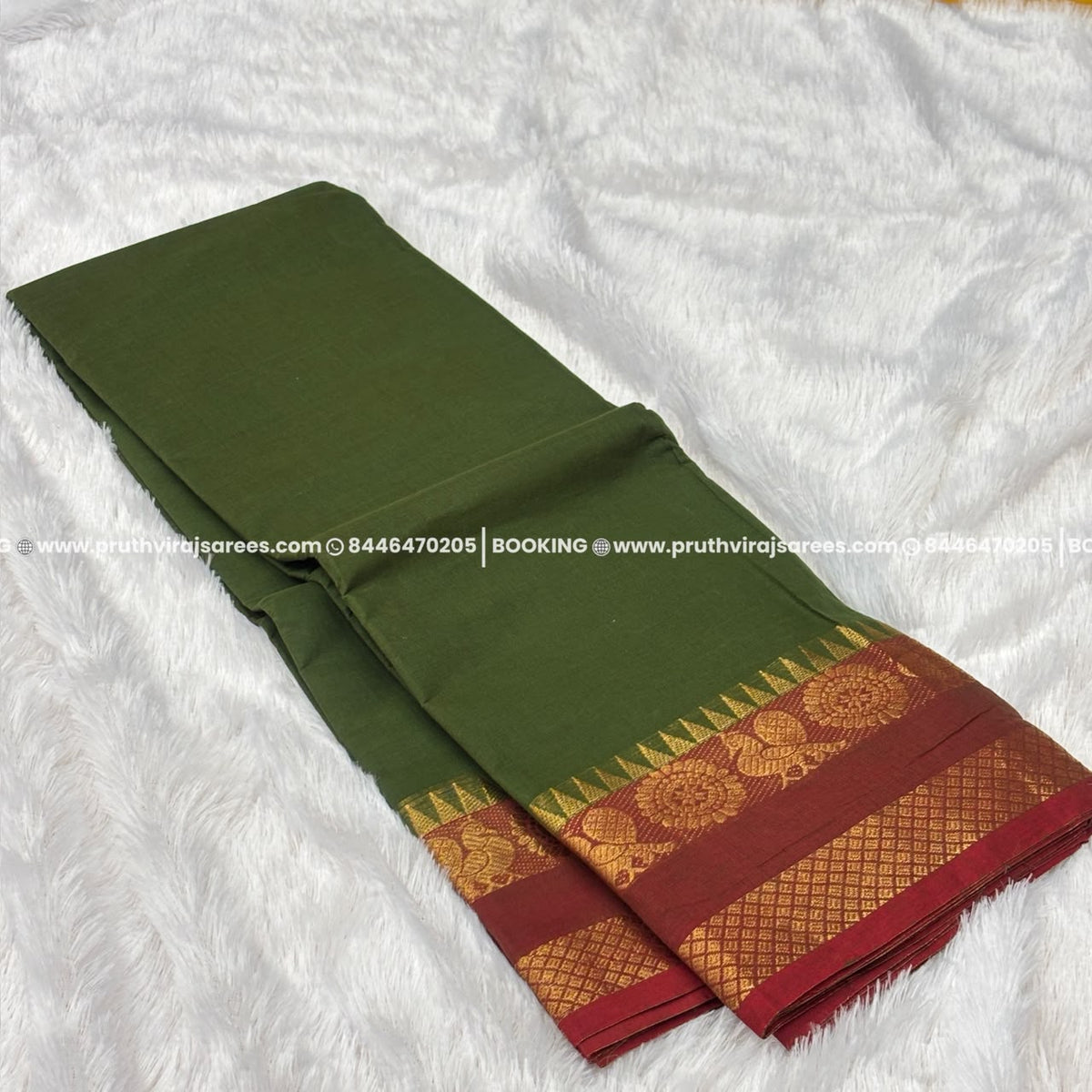 Best Kanchi Cotton Saree –  Light Mehandi