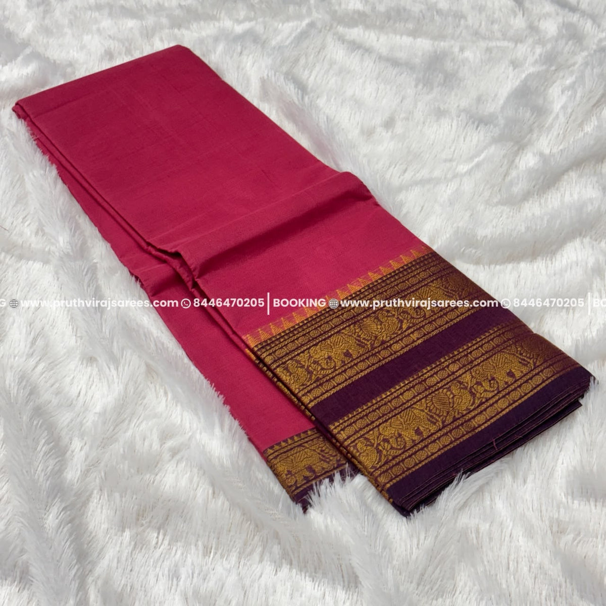 Best Kanchi Cotton Saree –  Light Pink