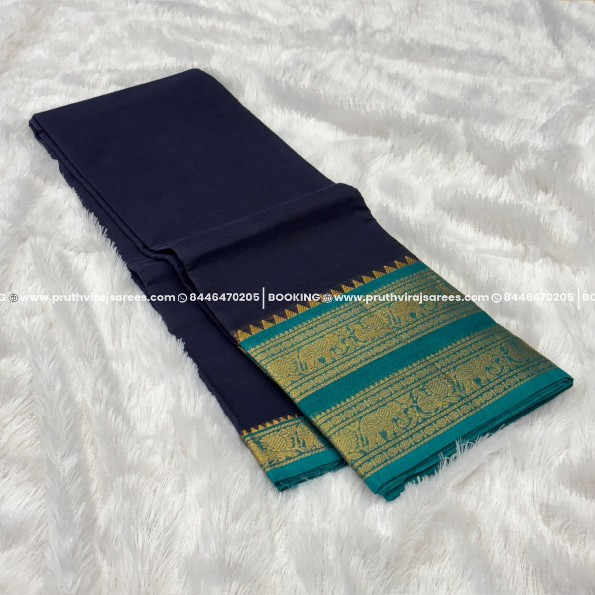 Best Kanchi Cotton Saree –  Deep Blue