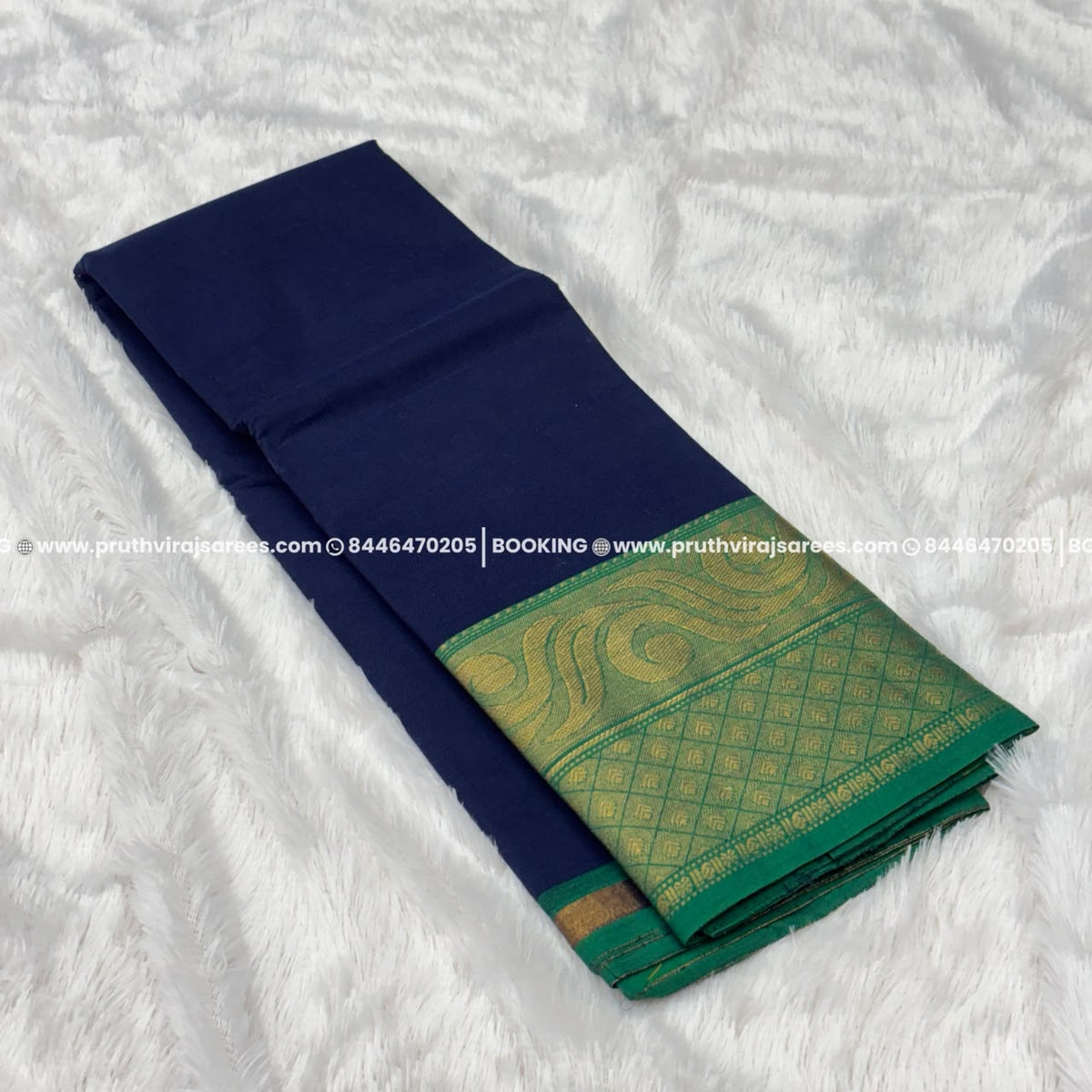 Best Kanchi Cotton Saree –  Indigo Blue