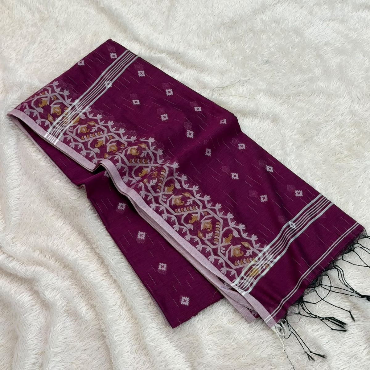 Silk Jacquard Saree- Wine
