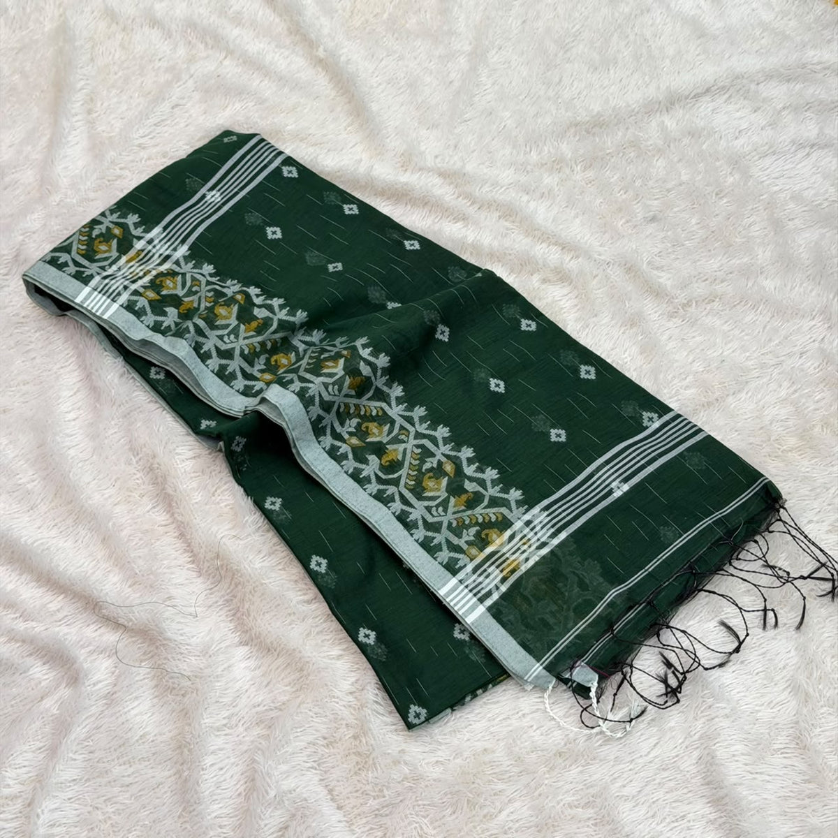 Silk Jacquard Saree- Green