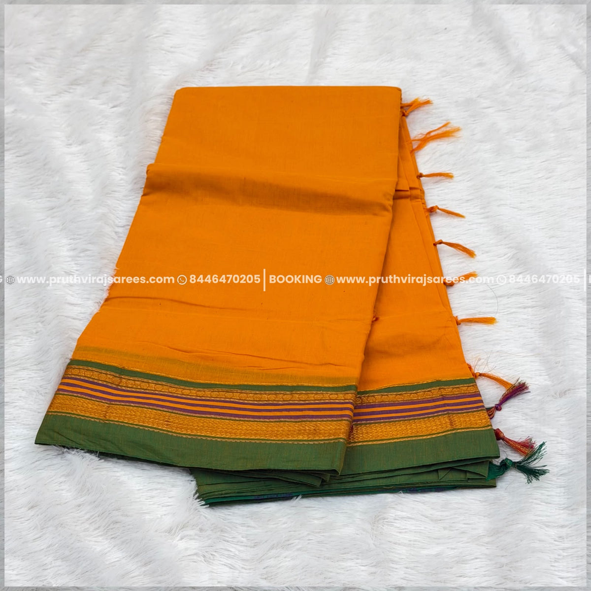 Cotton Irkal Saree –  Bright Mustered