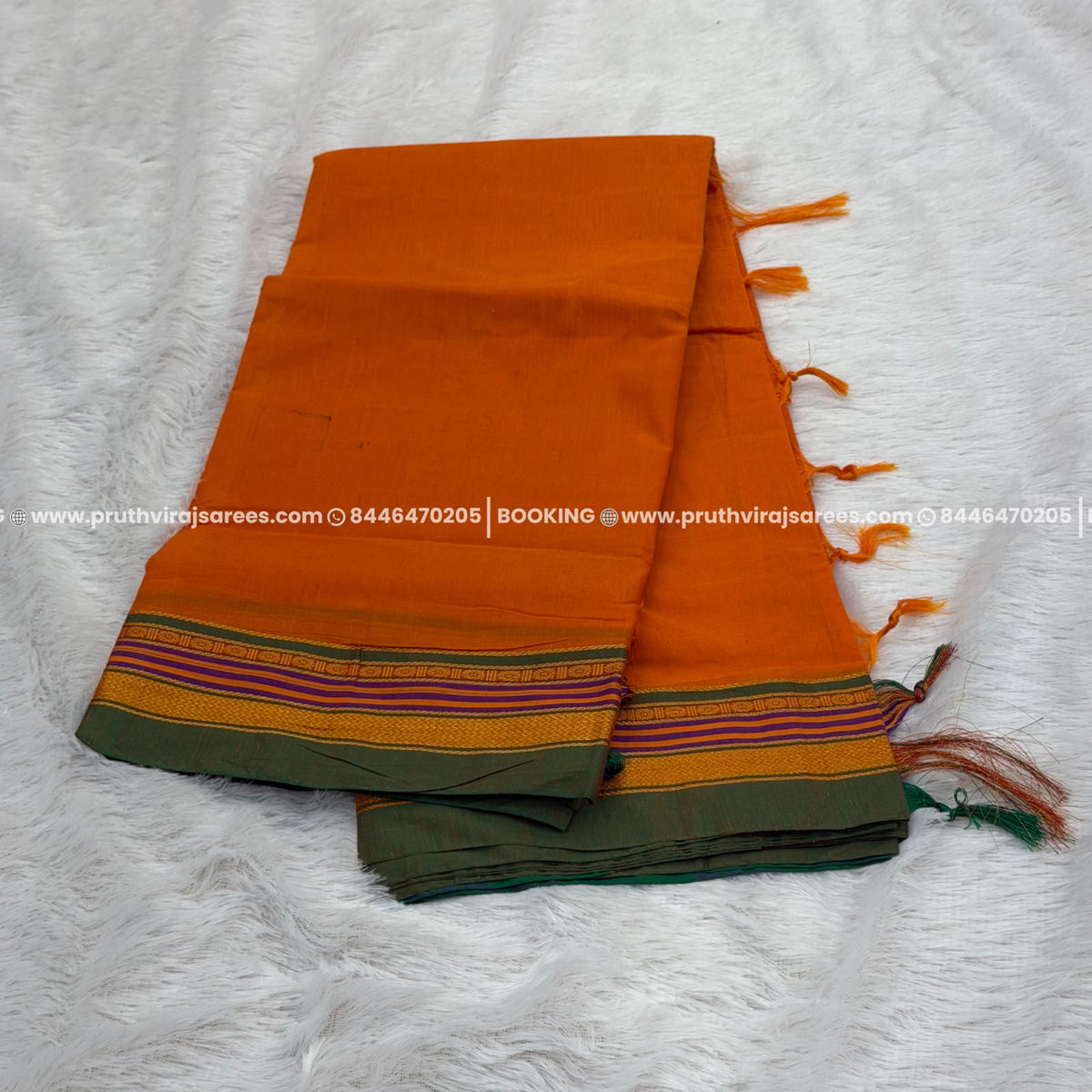 Cotton Irkal Saree – Orange