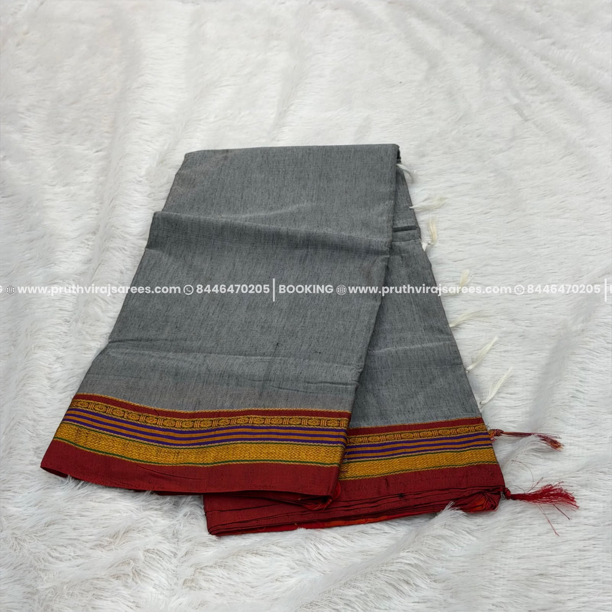 Cotton Irkal Saree – Grey