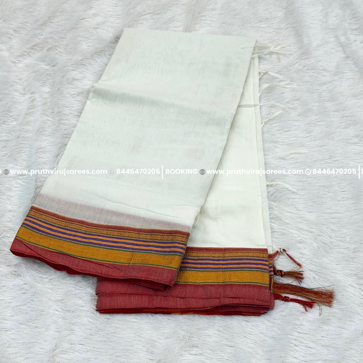 Cotton Irkal Saree – White