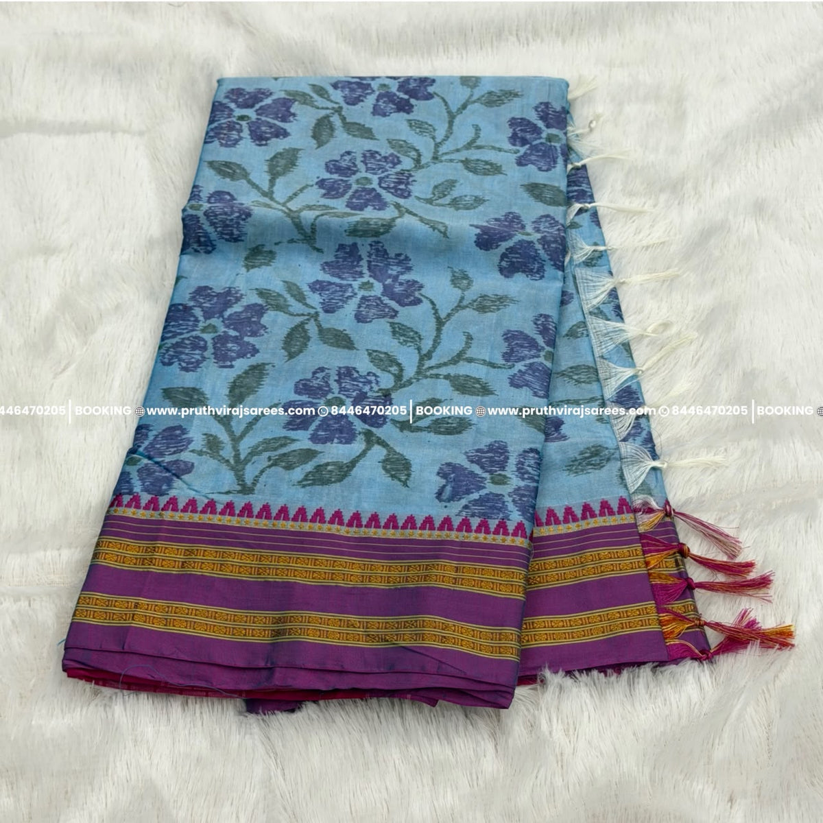 Narayan peth Saree  - Sky Blue