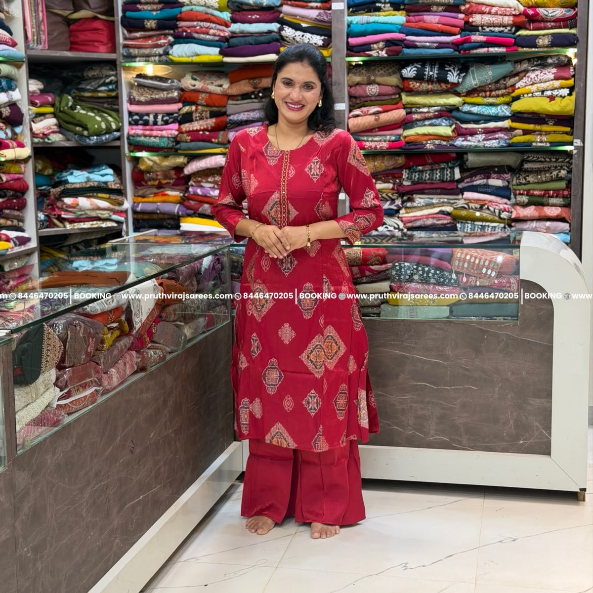 Gajji Silk A-Line Co-Ord Set  - Rani Pink