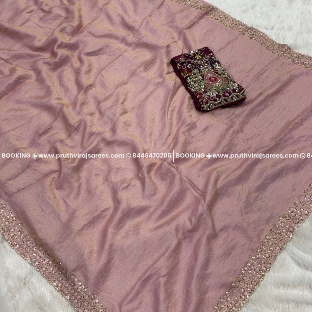 Designer Embellished Saree  - Pink