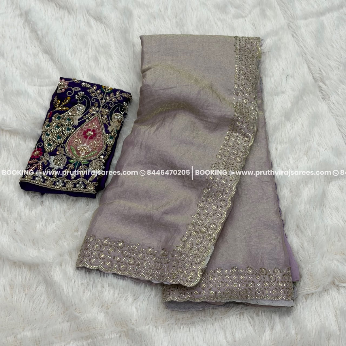 Designer Embellished Saree  - Levender