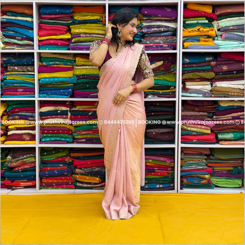 Designer Embellished Saree  - Pink