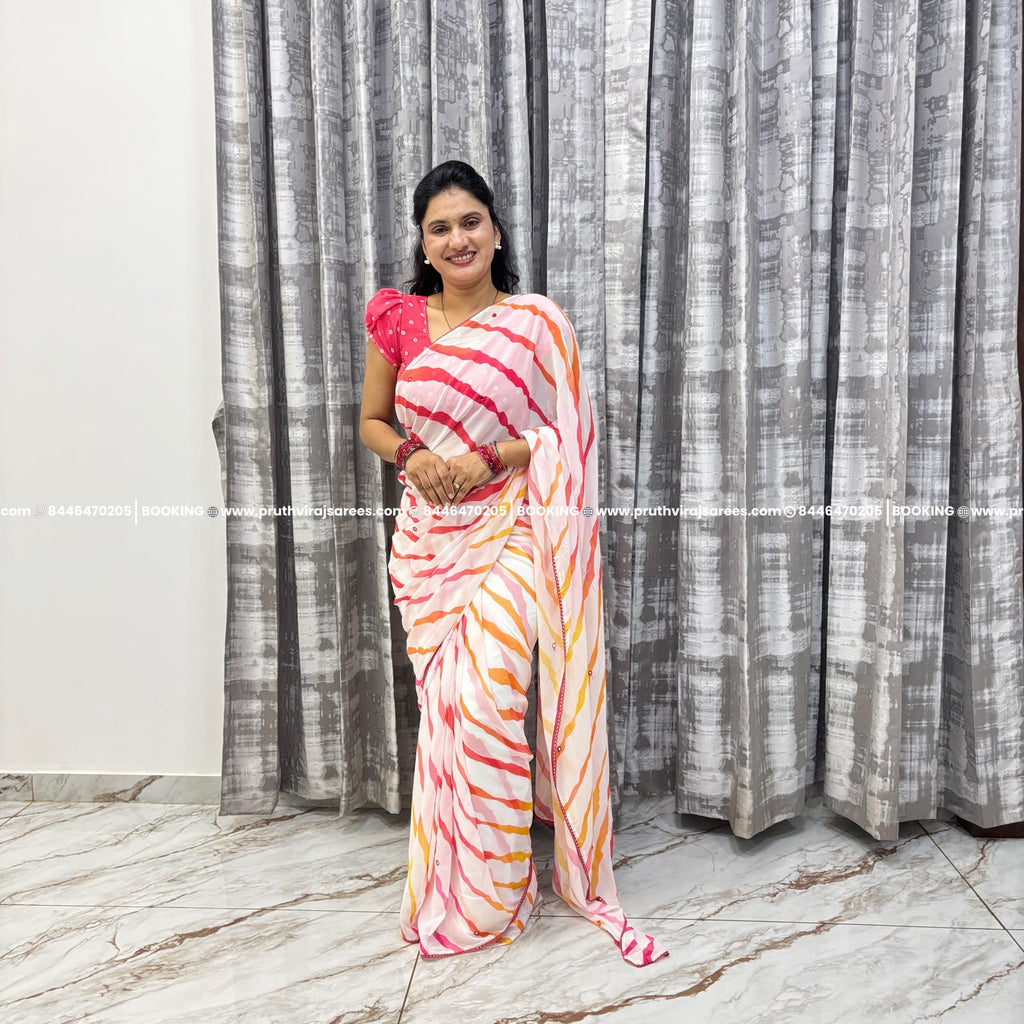 Georgette  Lehariya Saree