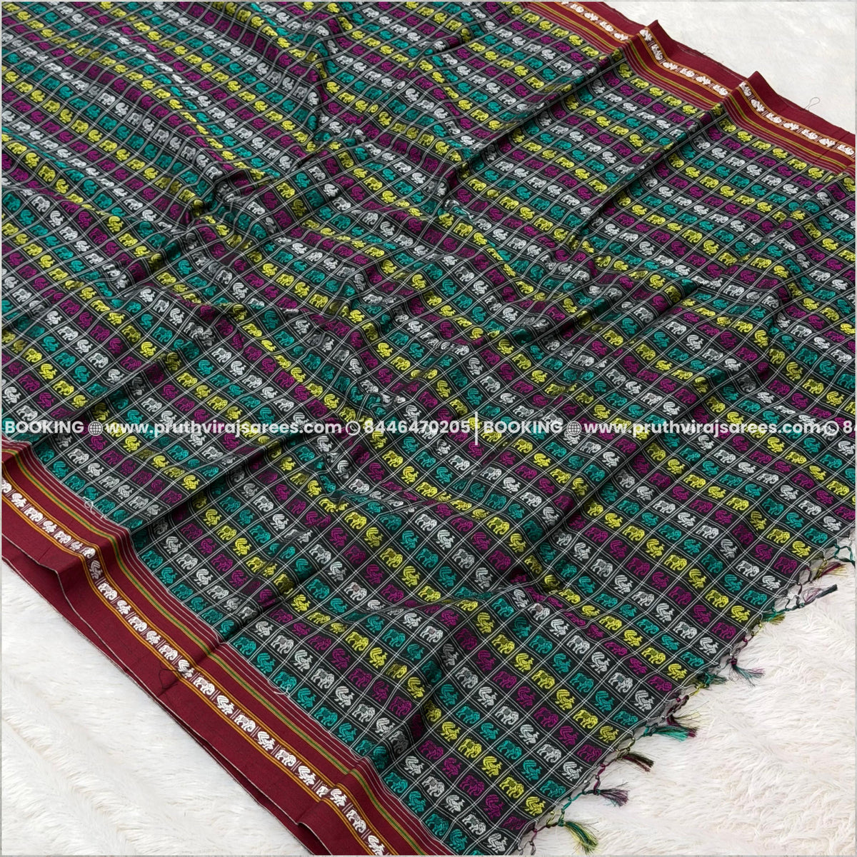 ✨ Handloom Khan Saree -5 colour Shde