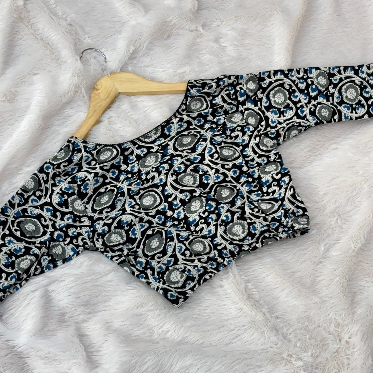 Kalamkari Print Blouse - Black