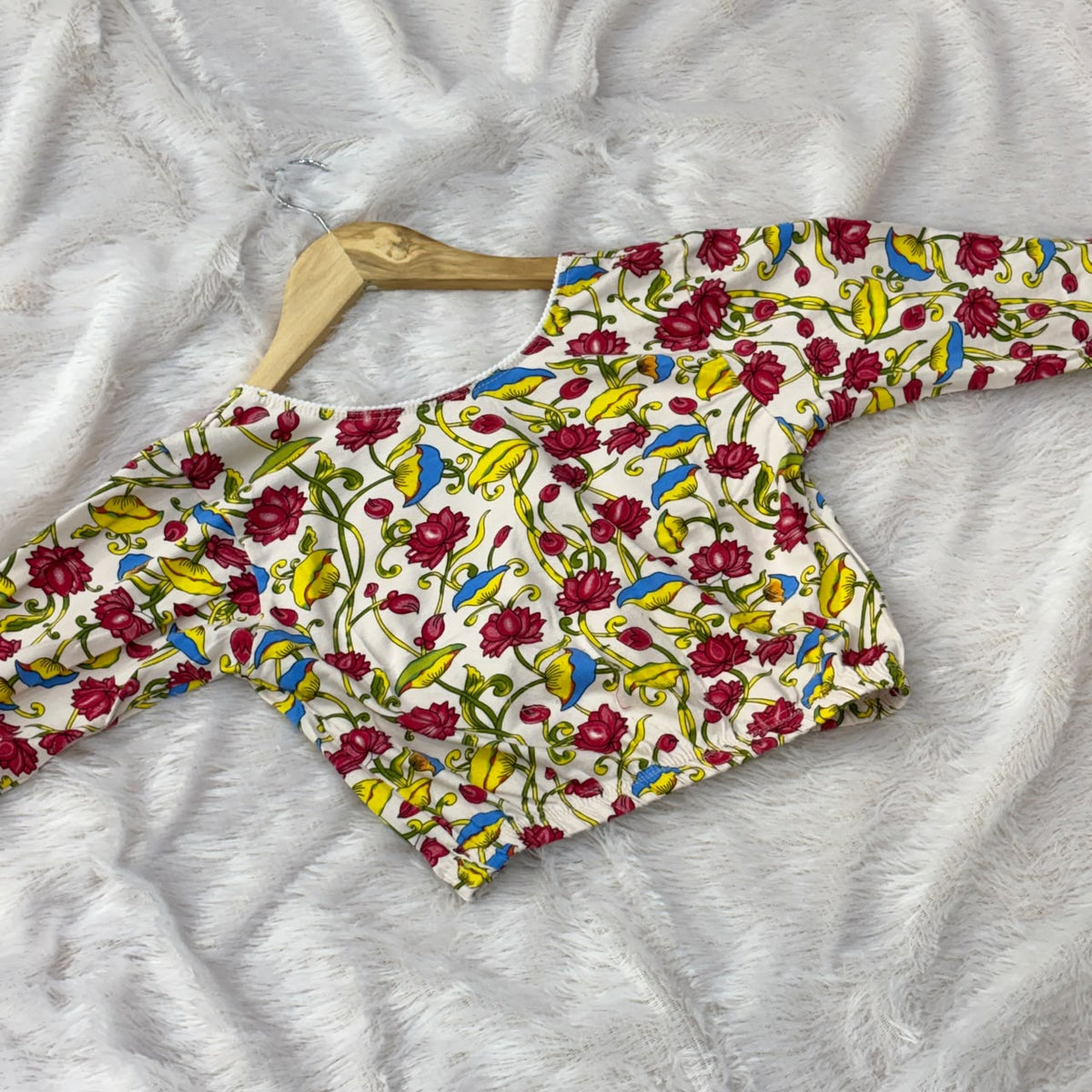 Kalamkari Print  Blouse - Pink Flower
