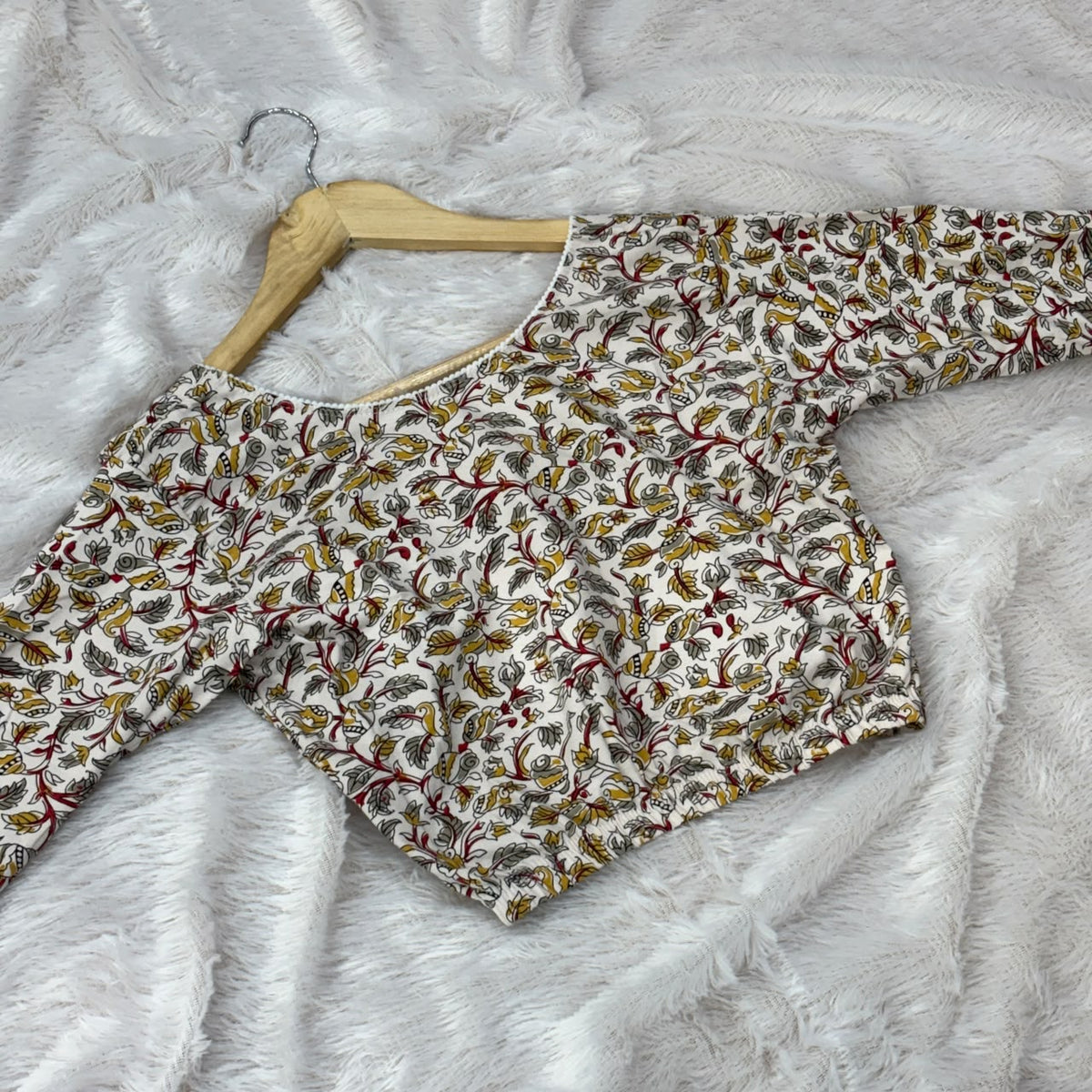 Kalamkari Print  Blouse - White
