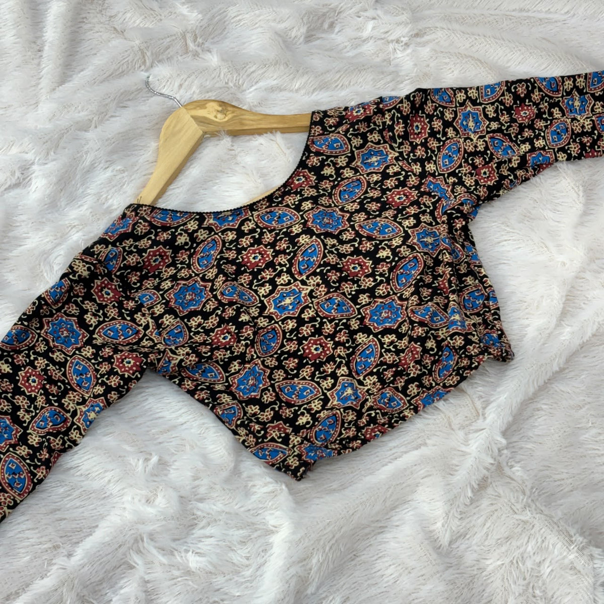 Kalamkari Print  Blouse - Black Small Design