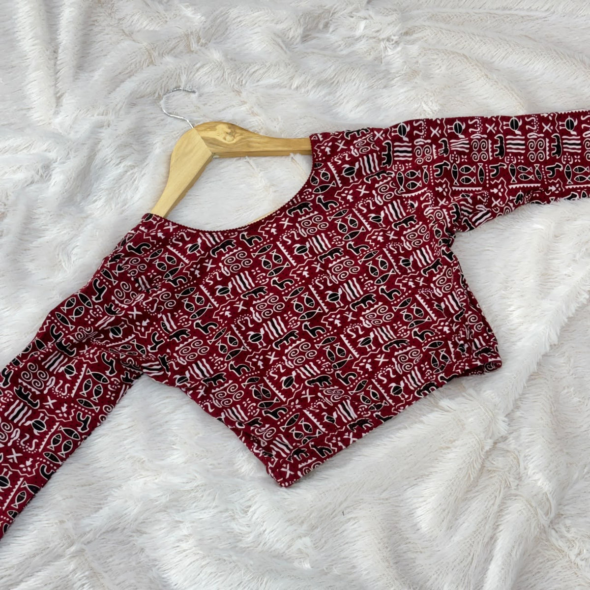 Kalamkari Print  Blouse - Red