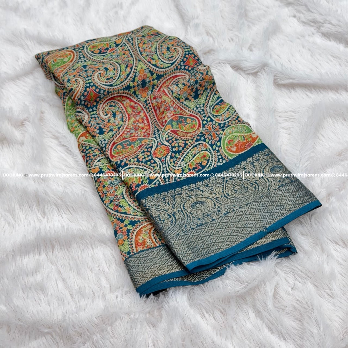 Marshmallow Fabric Saree - Blue