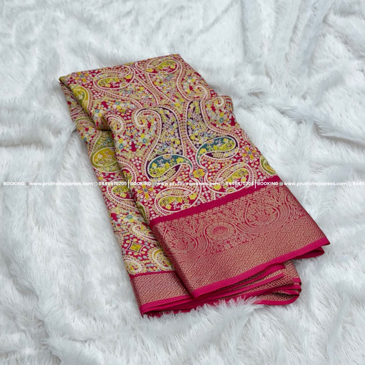 Marshmallow Fabric Saree - Pink