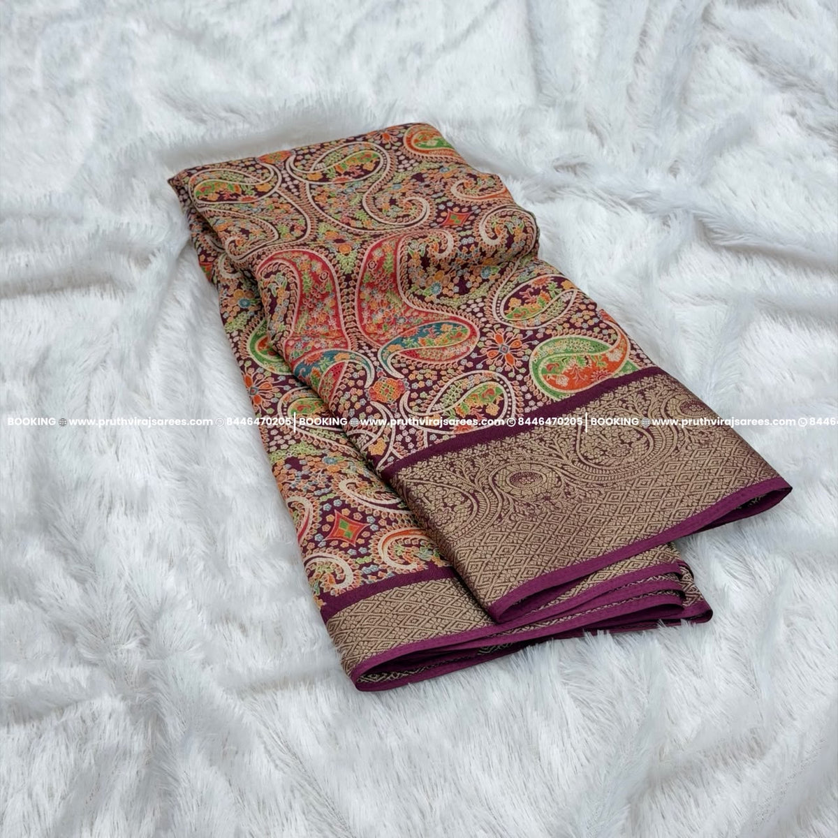 Marshmallow Fabric Saree - Wine