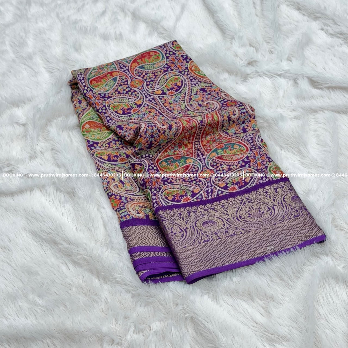 Marshmallow Fabric Saree - Purple