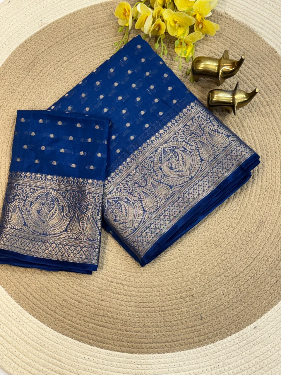 Banarasi Saree with Hazari Butti Work - Royal Blue