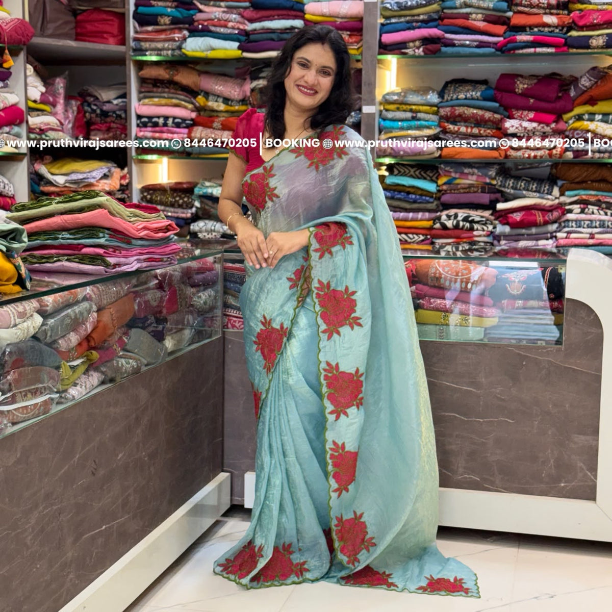 Rose Designer Saree - Blue