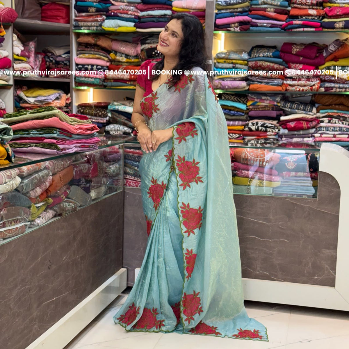 Rose Designer Saree - Blue